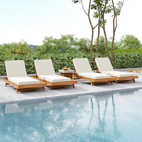 Christopher Knight Home Hamill Acacia Wood Chaise Lounge Chair Outdoor Set of 4 by ChristopherKnightHome