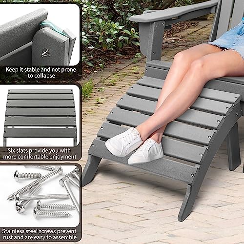 Folding Adirondack Ottoman Set of 2, Outdoor Foot Rest, Patio Footstool - Image 5