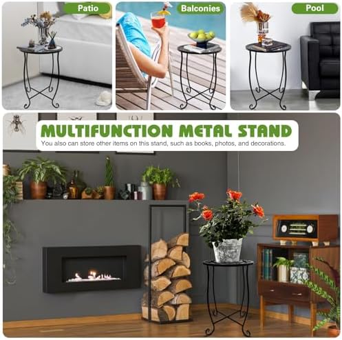 Small Side Tables for Small Space, 2 Pack Metal Outdoor Indoor Side Table - Image 2