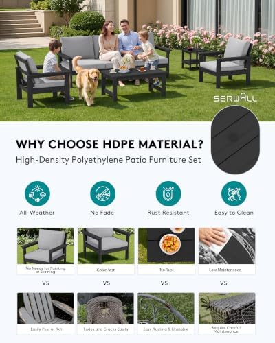 SERWALL HDPE Outdoor Patio Furniture Set Outdoor Couch - Image 3