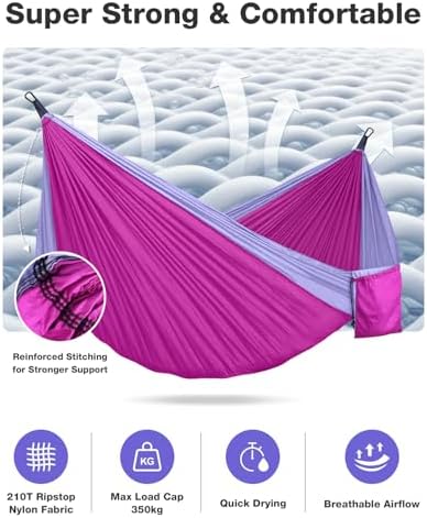 MOSFiATA Camping Hammock, Lightweight Parachute Hammock Up to 700lbs - Image 6