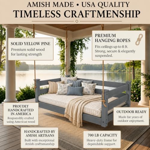 Amish Made Graphite Twin Bed Hanging Daybed Made in USA - Image 5