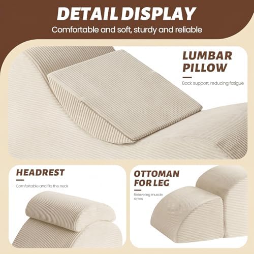 Yoga Chair Lounge for Adult, Ergonomic Foam Chaise Lounge Chair Indoor - Image 5