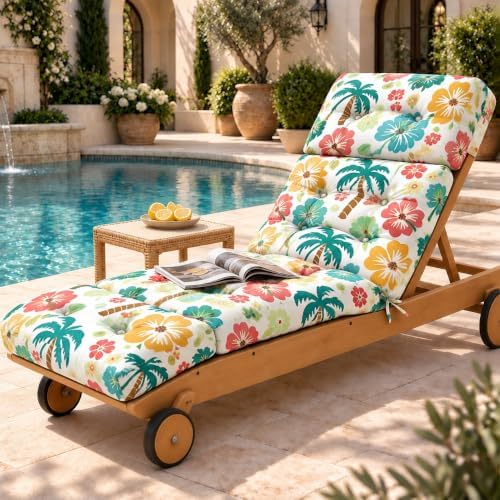 Outdoor Lounge Chair Cushions Waterproof 75.1 x 22.8 x 4.7 Green Tree by Uthem