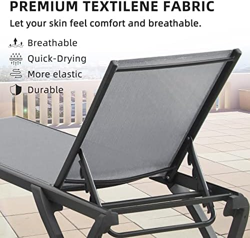 Domi Pool Lounge Chairs, Aluminum Patio Chaise Lounge Set of 2, 5 Position - Image 5