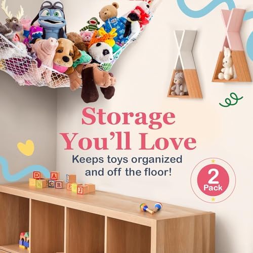 Extra Large Stuffed Animal Storage Hammock 2 Pack | Holds 12 lbs | Corner - Image 2