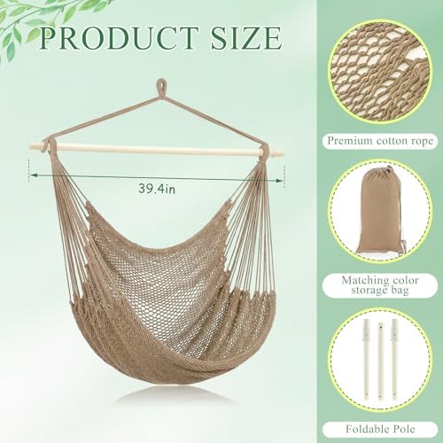 Barydat 1 Pcs Hanging Hammock Chair Boho Swing Chair - Image 2