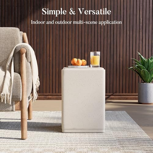 COSIEST 14" Outdoor Side Table, Square Concrete End Table - Image 5