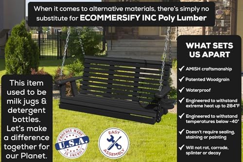 Poly Lumber Wood 4FT Porch Swing Amish Craftsmandship Made in USA HDPE - Image 3
