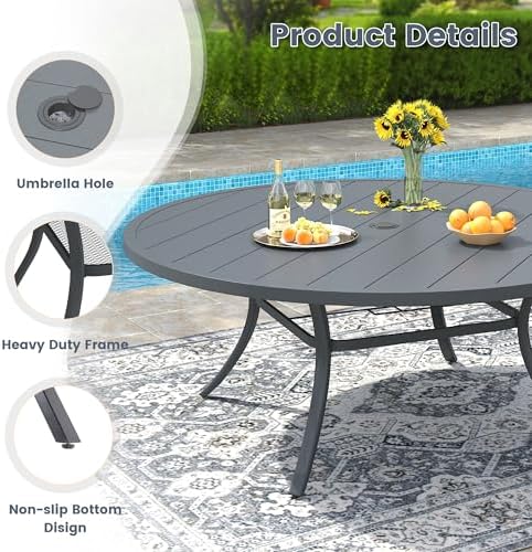 VICLLAX 63" Outdoor Patio Dining Table - Image 6