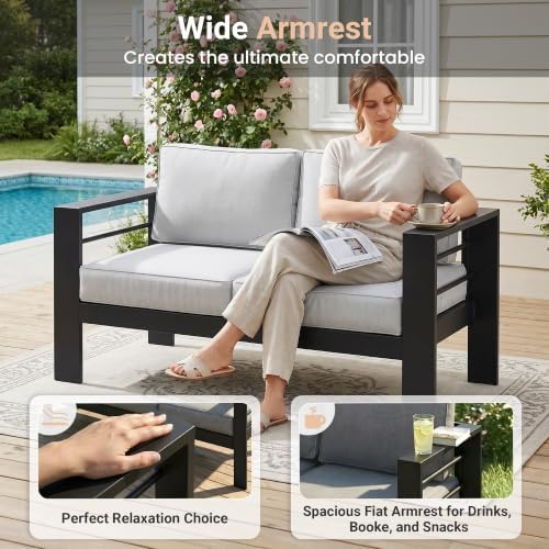 4 Seats Outdoor Patio Set, Aluminum Outside Furniture - Image 5