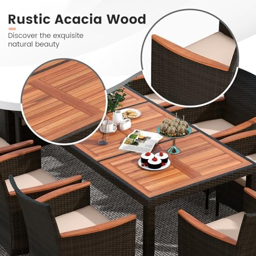 Tangkula 11 Pieces Rattan Outdoor Dining Set - Image 3