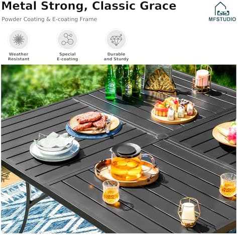 MFSTUDIO Outdoor Dining Set for 8, Metal Table w/Swivel Chairs - Image 5