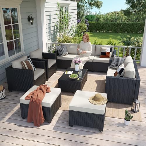 Aoxun 10 Piece Outdoor Patio Furniture Set 9 Seats, Outdoor Sectional - Image 2