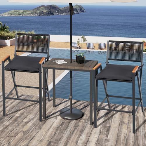 Sundale Outdoor Wicker Bar Stool, Counter Height Patio Chair - Image 2