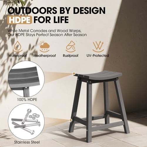 Ciokea 24" Outdoor Counter Height Bar Stools Set of 4 - Image 3