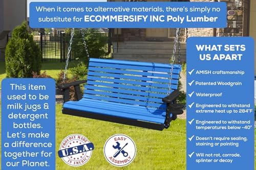 Poly Lumber Wood 5FT Porch Swing Amish Craftsmandship Made in USA HDPE - Image 3