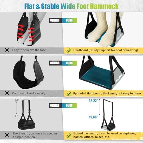 2-Pack Foot Hammock Plane Travel, No Collapse Thickened Bamboo Foot Rest - Image 2