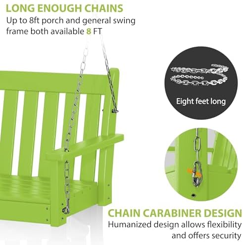 Paradise Outdoor Patio HDPE Hanging Front Porch Swing Bench - Image 5