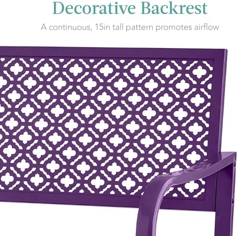 Best Choice Products Outdoor Bench 2-Person Metal Steel Benches Furniture - Image 5