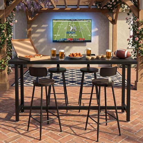 Outside Patio Bar Table Extra Long 47.2"-102.4", Outdoor Wood High Bar Table - Image 7