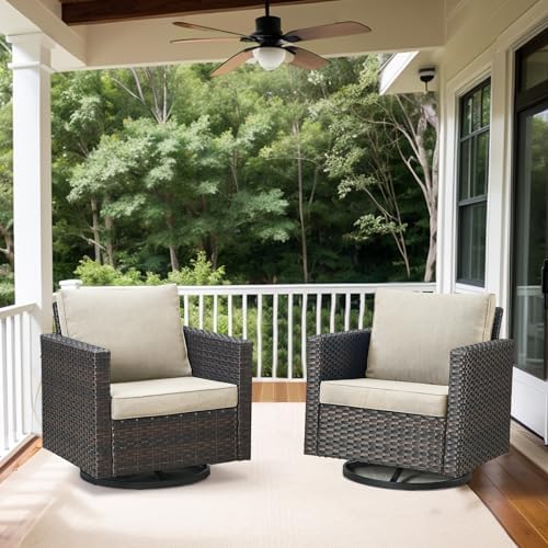 Wicker Chairs Outdoor Bistro Set Oversize Patio Swivel Rocker, Rattan Outdoor - Image 2
