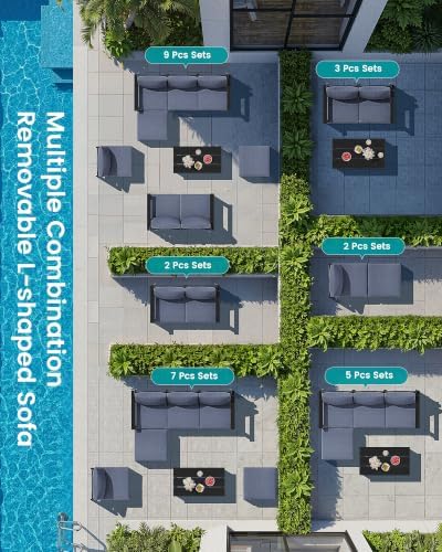 SERWALL 3 Pieces Patio Conversation Set, Loveseat - Image 5