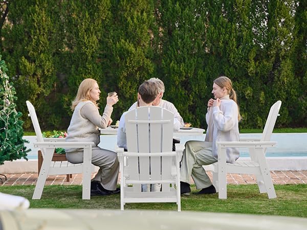 SERWALL Outdoor Adirondack Dining Chair Set of 2, All-Weather HDPE - Image 7