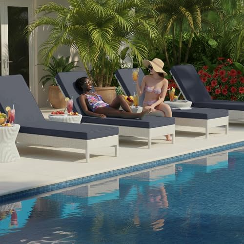 Outdoor Chaise Lounge Cushions Set of 4, Dark Grey - Image 2