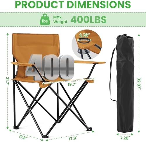 2 Pack Portable Camping Chairs Folding Lawn Chair Outdoor Lightweight Beach - Image 3