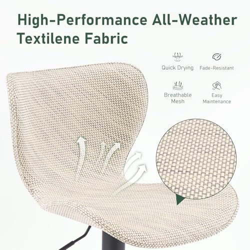 Furnimart Adjustable Outdoor Bar Stools Set of 6, All-Weather Textilene Swivel - Image 6