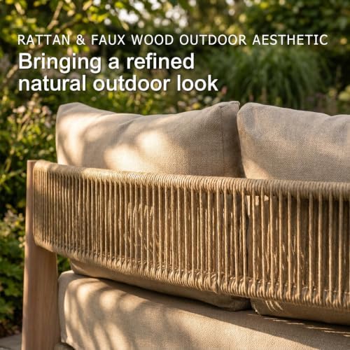 Outdoor Wicker Curved Sofa - Image 5