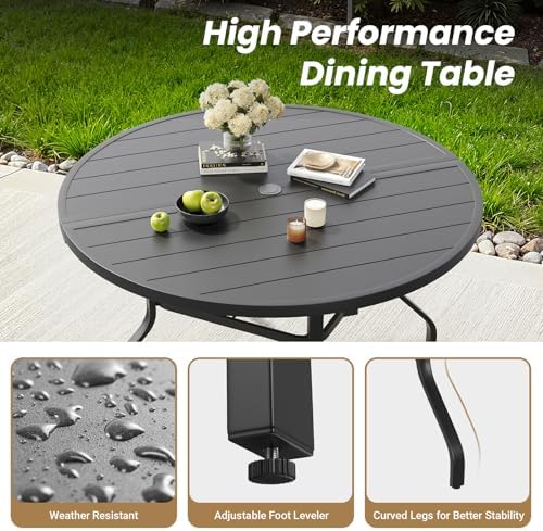 Soohow Round Outdoor Patio Dining Table, Metal Outdoor Dining Tables - Image 6