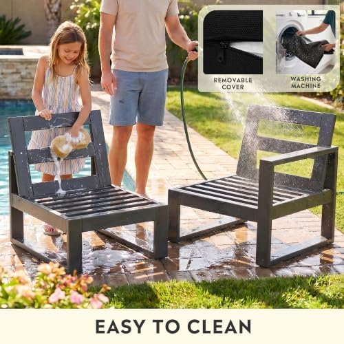 Rockaway Outdoor 4-Piece HDPE L-Shaped Modular Patio Sofa Furniture Set - Image 7
