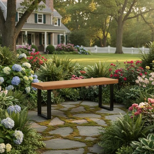 Tangkula Acacia Wood Outdoor Bench - Image 4