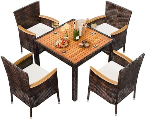 Shintenchi 5 PCS Patio Dining Set, Wicker Outdoor Table and Chairs by Shintenchi%7CFurnitureMadeforRealLife