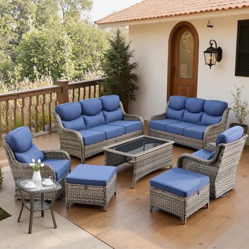 Luxury 6" Thick Cushioned 8 Pieces Patio Furniture Set by Belord