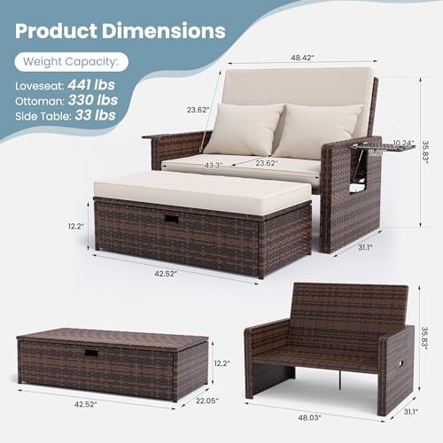 Amopatio Wicker Outdoor Daybed, Patio Daybed - Image 3