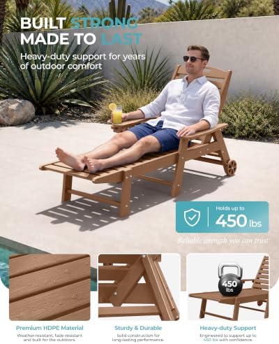Ciokea Outdoor Lounge Chair Set of 4, All Weather Patio Chaise Lounge Chairs - Image 5
