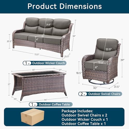 Luxury 4 Pieces Patio Furniture Set-Outdoor Swivel Rocker Patio Chairs - Image 2