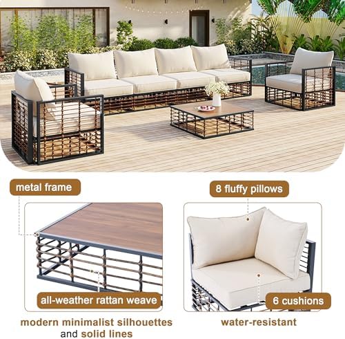 Modern Minimalist 7-Piece Metal Patio Sectional Sofa Set, All-Weather Garden - Image 6