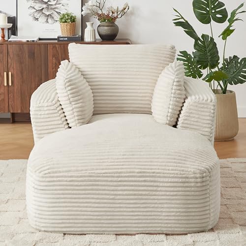 65" Oversized Corduroy Chaise Lounge Chair - Image 3