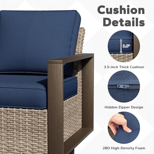 Outdoor Patio Swivel Rocker Chairs, 5 Pieces Wicker Furniture Set, 2 Swivel - Image 5
