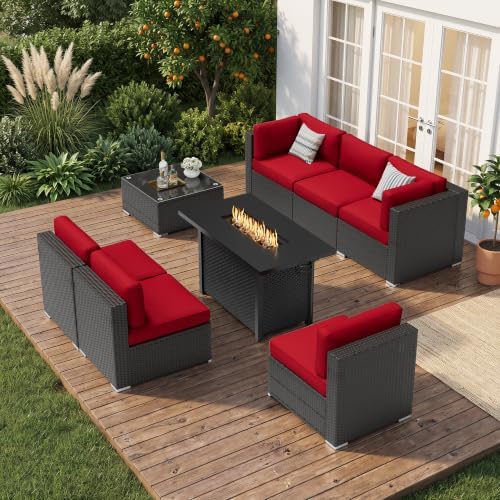 8-Piece Outdoor Patio Furniture Sofa Set All-Weather Wicker Sectional by HOME