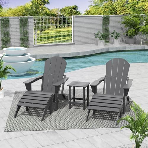 Malibu Outdoor Lounge Chairs Set, 5-Pieces Adirondack Chair Set of 2 - Image 2