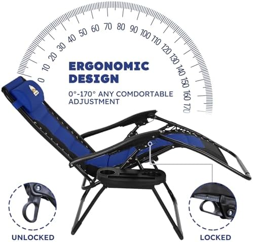 Oversized Zero Gravity Chairs Set of 2, 400-lb Capacity Recliner - Image 4