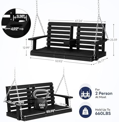 KINGYES Outdoor Hanging Porch Swing, Patio Swing - Image 2