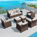 Patio Furniture Set Outdoor Brown Wicker Conversation Sets by SUNSHINEVALLEY