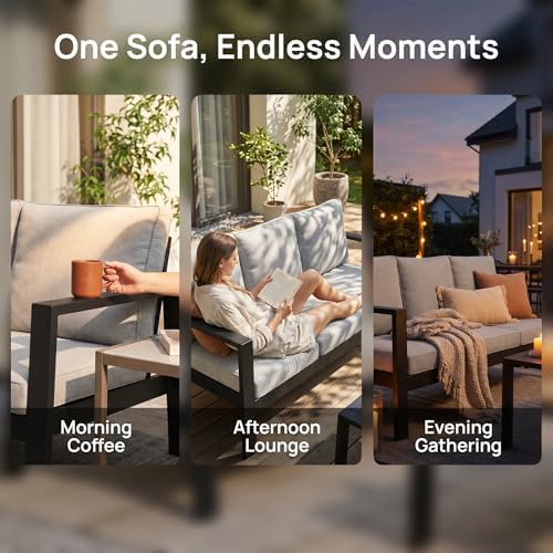 Wisteria Lane Aluminum Outdoor Couch, Patio Sofa - Image 7