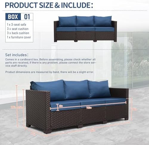 Valita Patio Furniture 3-seat Sofa Brown Wicker Outdoor Furniture Outdoor Couch - Image 2
